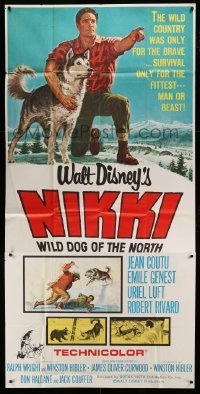 4f841 NIKKI 3sh '61 Walt Disney, James Oliver Curwood, cool art of man & his dog!
