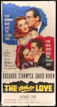 4f848 OTHER LOVE 3sh '47 David Niven gave Barbara Stanwyck love but Richard Conte did too!