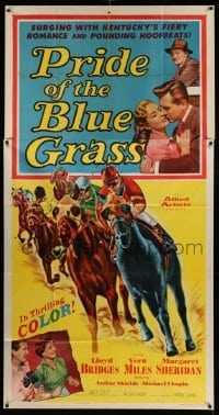 4f860 PRIDE OF THE BLUE GRASS 3sh '54 Lloyd Bridges, Vera Miles, cool horse racing art!