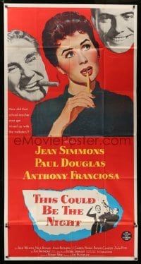 4f928 THIS COULD BE THE NIGHT 3sh '57 Jean Simmons between Paul Douglas & Anthony Franciosa!