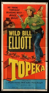 4f945 TOPEKA 3sh '53 Phyllis Coates & cowboy Wild Bill Elliot took the blazing best of Kansas!