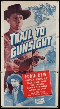 4f949 TRAIL TO GUNSIGHT 3sh R50 cowboy Eddie Dew pointing two guns vs plundering raiders!