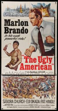 4f954 UGLY AMERICAN 3sh '63 artwork of Marlon Brando & Eiji Okada with explosives!