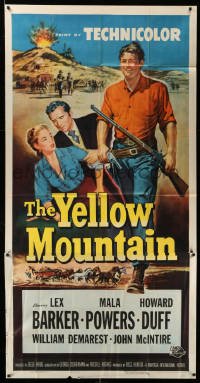 4f994 YELLOW MOUNTAIN 3sh '54 art of Lex Barker & Howard Duff fighting over sexy Mala Powers!