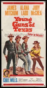 4f996 YOUNG GUNS OF TEXAS 3sh '63 teen cowboys James Mitchum, Alana Ladd & Jody McCrea!