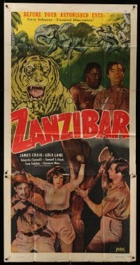 4f998 ZANZIBAR 3sh R48 pretty Lola Lane & James Craig with frenzied man-eaters in Africa!