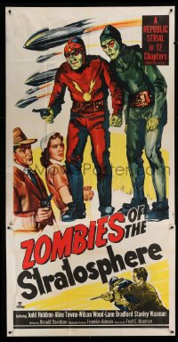 4f999 ZOMBIES OF THE STRATOSPHERE 3sh '52 cool art of aliens with guns including Leonard Nimoy!