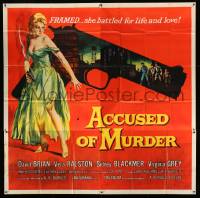 4f275 ACCUSED OF MURDER 6sh '57 cool sexy girl and gun noir image, she battled for life & love!