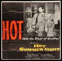 4f300 HOT SUMMER NIGHT 6sh '56 Leslie Nielsen, Colleen Miller, HOT with the blast of gunfire!