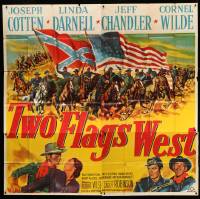 4f329 TWO FLAGS WEST 6sh '50 cool Civil War art, plus Joseph Cotten, Linda Darnell & Cornel Wilde!
