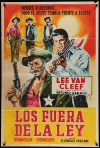 4f382 BEYOND THE LAW Argentinean '67 spaghetti western art of Lee Van Cleef & Antonio Sabata!