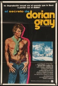 4f410 DORIAN GRAY Argentinean '73 art of barechested Helmut Berger, based on Oscar Wilde story!