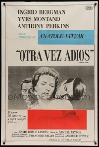 4f438 GOODBYE AGAIN Argentinean '61 art of Ingrid Bergman between Yves Montand & Anthony Perkins!
