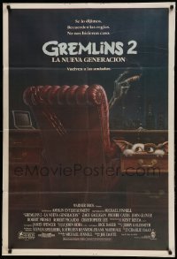 4f440 GREMLINS 2 Argentinean '90 great Winters artwork of monster smoking in executive chair!