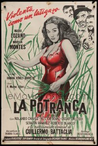 4f464 LA POTRANCA Argentinean '60 great art of men staring at sexy woman in tattered dress!