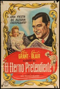 4f495 ONCE UPON A TIME Argentinean '44 different artwork of Cary Grant & sexy Janet Blair!