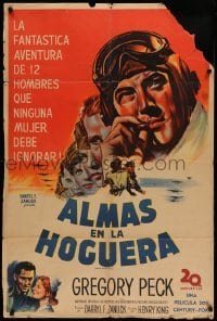 4f550 TWELVE O'CLOCK HIGH Argentinean '50 cool artwork of smoking World War II pilot Gregory Peck!