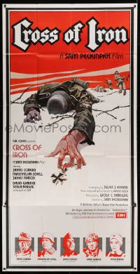 4f663 CROSS OF IRON English 3sh '77 Sam Peckinpah, art of fallen World War II Nazi soldier, rare!