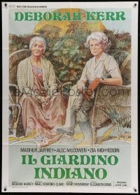 4f071 ASSAM GARDEN Italian 1p '87 Iaia art of Deborah Kerr & Madhur Jaffrey sitting together!