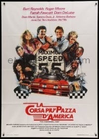 4f096 CANNONBALL RUN Italian 1p '81 Burt Reynolds, Farrah Fawcett, Drew Struzan car racing art!