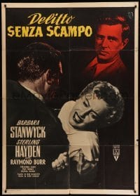 4f101 CRIME OF PASSION Italian 1p '57 different image of Barbara Stanwyck & Sterling Hayden!