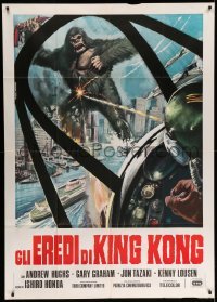 4f116 DESTROY ALL MONSTERS Italian 1p R77 different art of King Kong seen from airplane cockpit!
