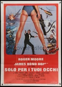 4f135 FOR YOUR EYES ONLY Italian 1p '81 Roger Moore as James Bond 007, art by Brian Bysouth!