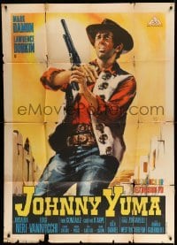 4f173 JOHNNY YUMA Italian 1p '66 Stefano spaghetti western art of cowboy Mark Damon with gun!