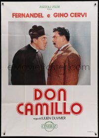 4f185 LITTLE WORLD OF DON CAMILLO Italian 1p R70s great close up of priest Fernandel & Gino Cervi!