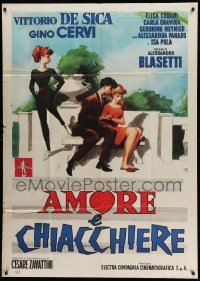 4f188 LOVE & CHATTER Italian 1p '58 Vittorio De Sica, Gino Servi, Carla Gravina, great artwork!