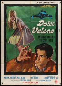 4f213 PRETTY POISON Italian 1p '68 different Nistri art of Anthony Perkins & crazy Tuesday Weld!