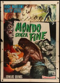 4f266 WORLD WITHOUT END Italian 1p R60s CinemaScope's 1st sci-fi thriller, different Ciriello art!
