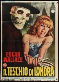 4f270 ZOMBIE WALKS Italian 1p '69 Edgar Wallace, Casaro art of skeleton guy & sexy girl in London!