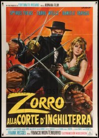 4f271 ZORRO IN THE COURT OF ENGLAND Italian 1p '69 Stefano art of the masked hero protecting girl!