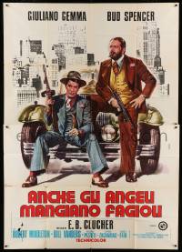4f020 EVEN ANGELS EAT BEANS Italian 2p '73 art of gangsters Giuliano Gemma & Bud Spencer by Casaro!