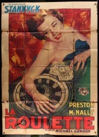 4f036 LADY GAMBLES Italian 2p '49 different Tarquini art of Barbara Stanwyck by roulette wheel!