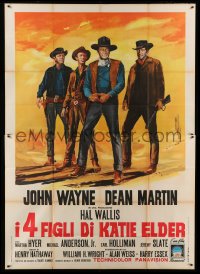 4f054 SONS OF KATIE ELDER Italian 2p '65 different art of John Wayne, Dean Martin & co-stars!