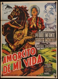 4g013 AHI VIENE MARTIN CORONA export Mexican poster '52 Amorcito de mi Vida, Spanish export design!