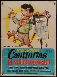 4g027 EL SENOR FOTOGRAFO Mexican poster '53 great art of hobo 'Mario Moreno Cantinflas' with dog!