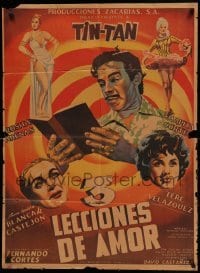 4g049 TRES LECCIONES DE AMOR Mexican poster '59 Fernando Cortes, German 'Tin-Tan' Valdes, Mapita!