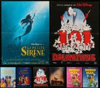 4h445 LOT OF 8 FORMERLY FOLDED DISNEY 16X21 FRENCH POSTERS '90s all from animated features!