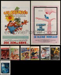 4h457 LOT OF 9 FORMERLY FOLDED BELGIAN POSTERS '60s-80s from a variety of different movies!