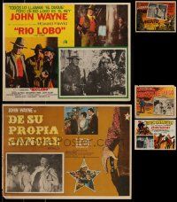 4h399 LOT OF 5 JOHN WAYNE MEXICAN LOBBY CARDS '50s-60s Rio Lobo, Cahill, Hellfighters & more!