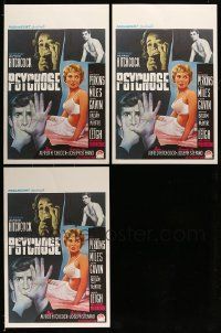4h682 LOT OF 3 UNFOLDED REPRO PSYCHO BELGIAN POSTERS '90s cool art of Tony Perkins & Janet Leigh!