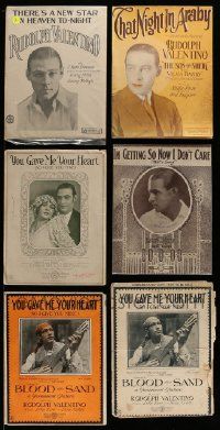 4h154 LOT OF 6 RUDOLPH VALENTINO SHEET MUSIC '20s songs from Son of the Sheik & more!