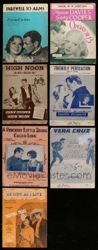 4h150 LOT OF 7 GARY COOPER SHEET MUSIC '20s-50s Farewell to Arms, High Noon, Operator 13 & more!