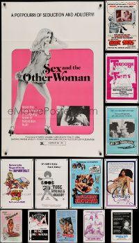 4h659 LOT OF 16 TRI-FOLDED SEXPLOITATION ONE-SHEETS '60s-70s great images from sexy movies!