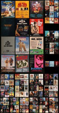 4h295 LOT OF 219 VIDEO PROMOS, MINI POSTERS AND FOLDERS '70s-90s a variety of movie images!