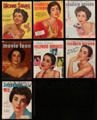 4h189 LOT OF 7 MOVIE MAGAZINES WITH ELIZABETH TAYLOR COVERS '50s Movie Teen, Modern Screen & more!