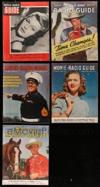 4h203 LOT OF 5 MOVIE & RADIO GUIDE MAGAZINES '40s Rita Hayworth, Jack Benny, Gene Autry & more!